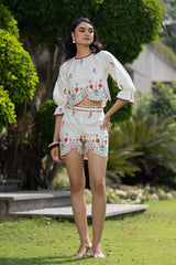 Heather Embroidered Crop Top