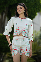 Heather Embroidered Crop Top