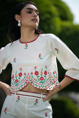 Heather Embroidered Crop Top