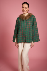 Bertha Tweed Cape With Fur