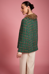 Bertha Tweed Cape With Fur