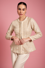 Ombra Tweed Peplum Top