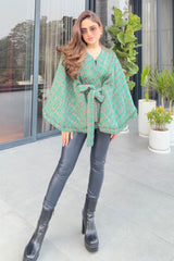 Nikita Vasdev In Our Green Tweed Cape