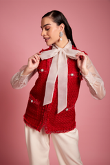 Baize Sleeveless Tweed Jacket