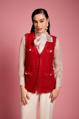 Baize Sleeveless Tweed Jacket