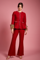 Zella Tweed Peplum Top With Fur