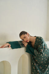 Green Embroidered Pashmina Kaftan