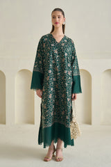 Green Embroidered Pashmina Kaftan