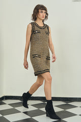 Gold & Black Sleeveless Short Dress