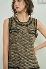 Gold & Black Sleeveless Short Dress