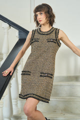 Gold & Black Sleeveless Short Dress