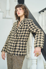 Gold and Black Herringbone Blazer