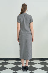 Black And White Houndstooth Skirt