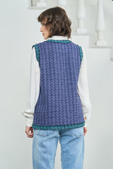 Purple and Green Sleeveless Jacket