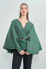 Nikita Vasdev In Our Green Tweed Cape