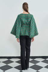 Nikita Vasdev In Our Green Tweed Cape