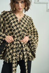 Gold and Black Herringbone Cape