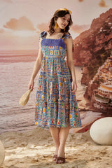 Elletra 3 Tier Midi Tie Up Dress