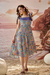 Elletra 3 Tier Midi Tie Up Dress