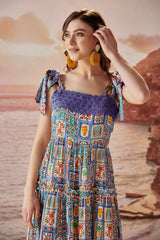 Elletra 3 Tier Midi Tie Up Dress