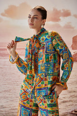 Romantico Multicoloured Front Tie Top