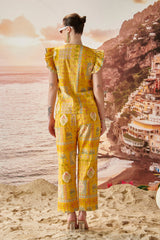 Caramello Mustard Ruffle Top