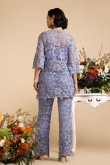 Zora Lace Ice Blue Co-ord Set