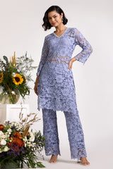 Anvi Long Ice Blue Kurta Set