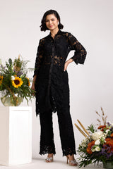 Misa Lace Black Shirt Set
