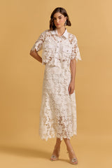 Aran White Lace Skirt & Top Set