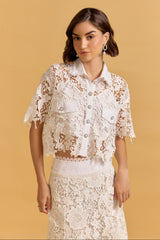 Aran White Lace Skirt & Top Set