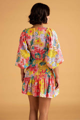 Multicoloured Floral Cut Out Dress