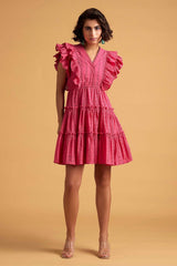 Hot Pink Schiffli Dress