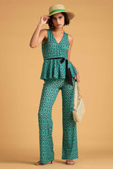 Green Geometric Print Top