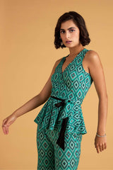 Green Geometric Print Top