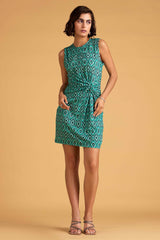 Green Geometric Print Midi Dress