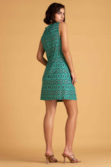 Green Geometric Print Midi Dress