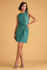 Green Geometric Print Midi Dress