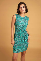 Green Geometric Print Midi Dress