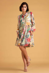 Tropical Chiffon Midi Dress