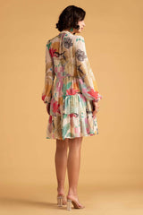 Tropical Chiffon Midi Dress