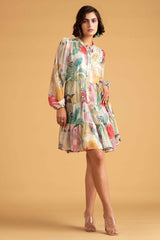 Tropical Chiffon Midi Dress