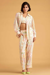 Pink Printed Schiffli Shirt