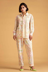 Pink Printed Schiffli Pants