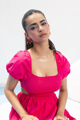 Triska Hot Pink Midi Dress