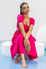 Triska Hot Pink Midi Dress