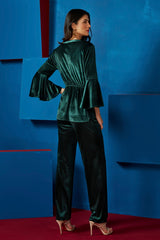 Emerald Green Velvet Straight Pants