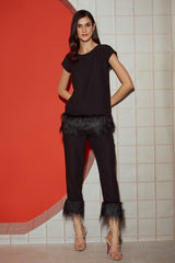 Melon Crepe Top With Fur