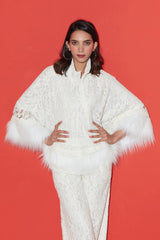 White Cape With Fur