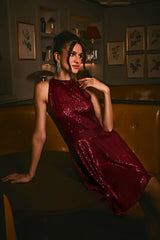 Layla Wine Sequin Dress